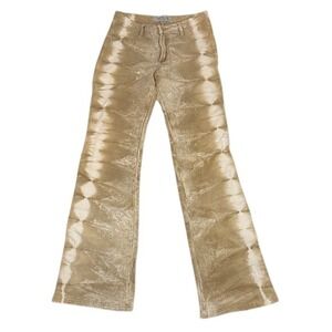 Jean O'Blanc Tan Tie Dye Flare Leg Pants Womens Medium Mid Rise Made in Brazil
